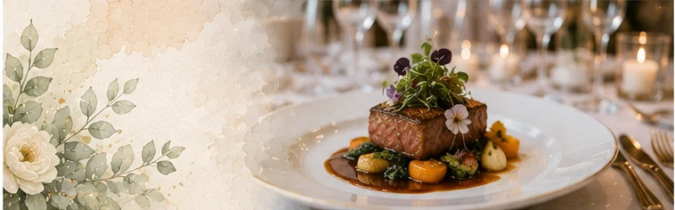 Detalle visual de menú y servicio de catering para boda — cómo organizaría una degustación de boda paso a paso