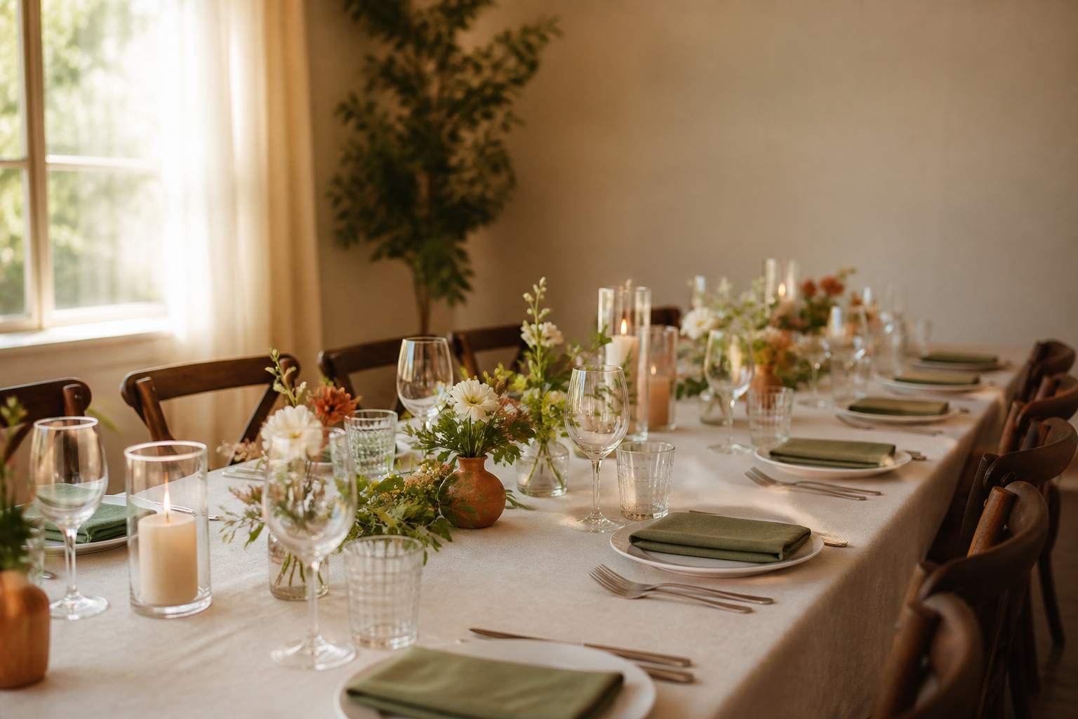 Muestras de color, flores y materiales para planear la decoración de una boda
