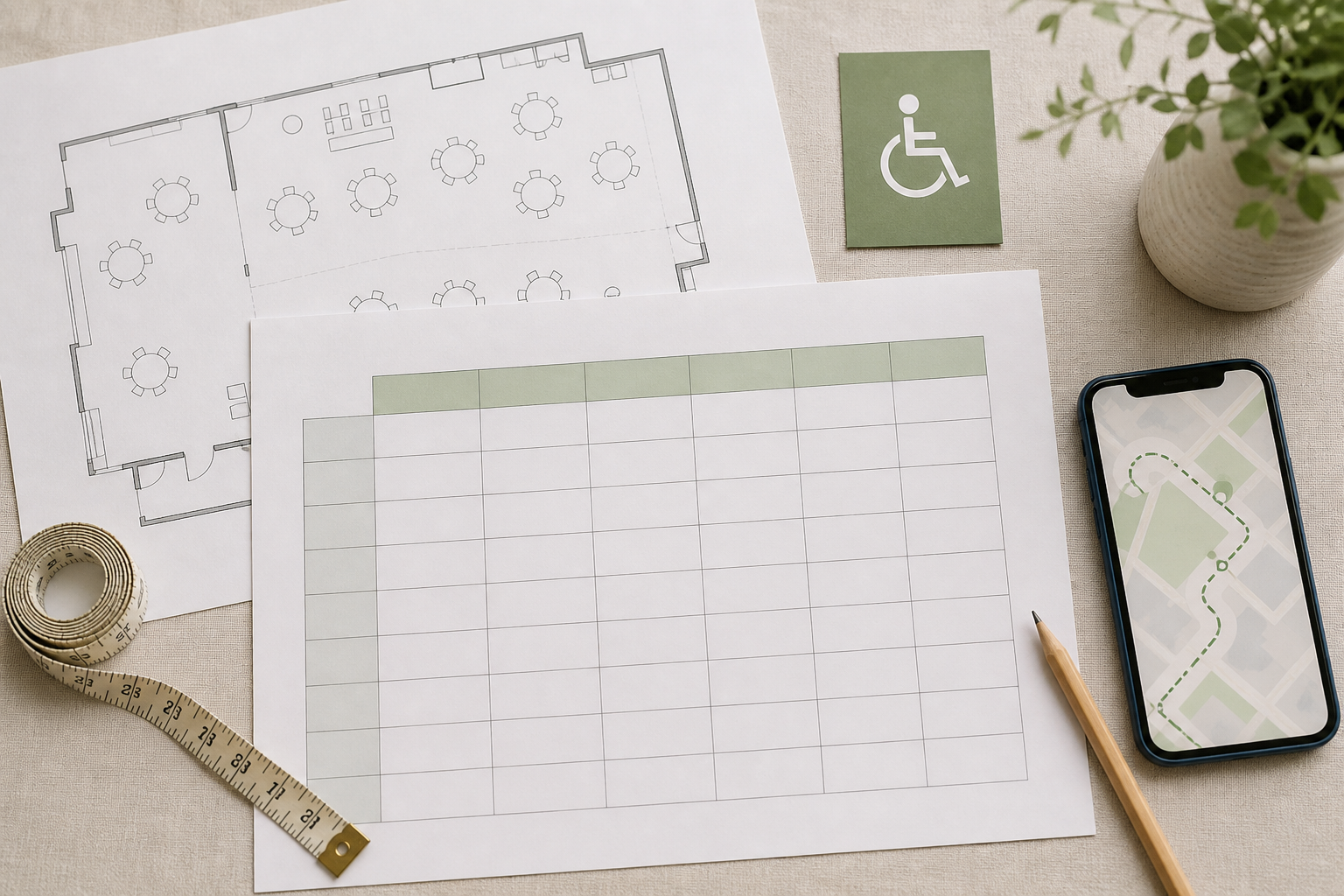 Plano de un lugar para bodas con rutas de acceso y zonas de servicio