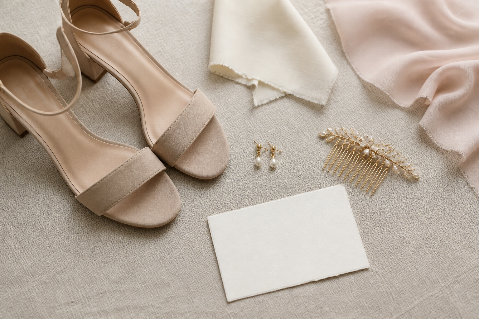 Detalles de tela, zapatos y accesorios para construir un look de novia