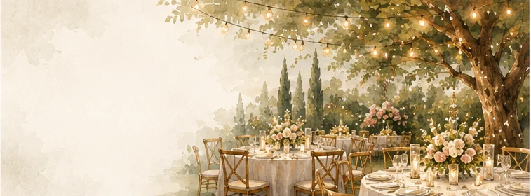 Espacio ilustrado para evaluar el lugar de una boda — cómo evaluaría un lugar de boda durante una visita técnica