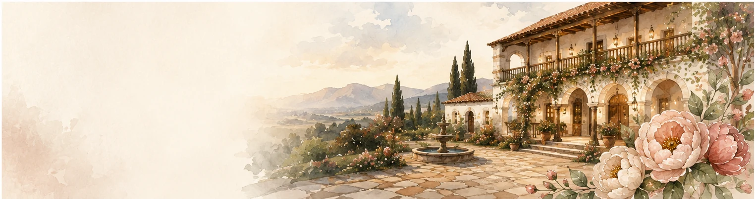 Hacienda para bodas rodeada de paisaje y flores