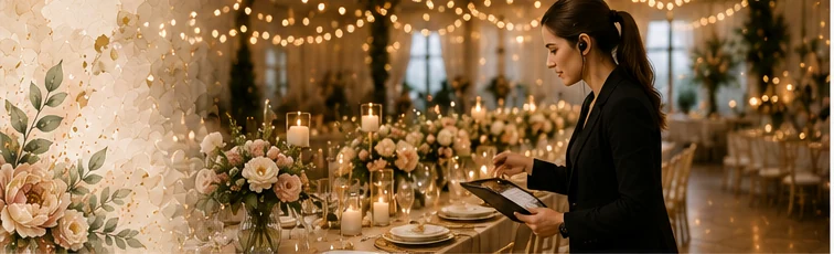 Detalle visual de planeación y coordinación de una boda — ¿planeación integral o coordinación del día: qué apoyo necesito?